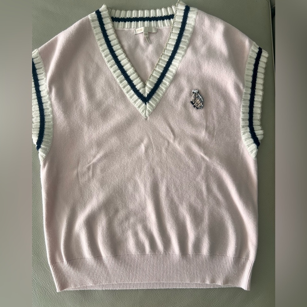 Maje Womens Embroidered Pony Sweater Vest